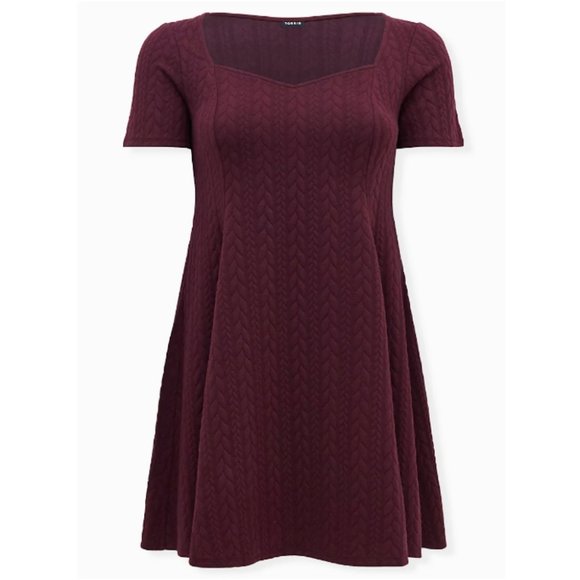torrid Dresses & Skirts - Torrid 3 Burgundy Purple Cable Knit Fluted Dress